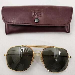 Randolph Engineering Sportsman 23k Gold Tan Aviator Sunglasses & Case